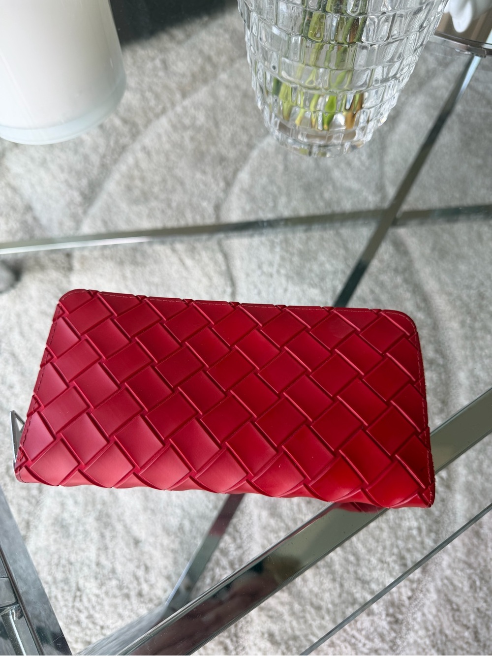 Bottega Veneta Red Zippy Wallet